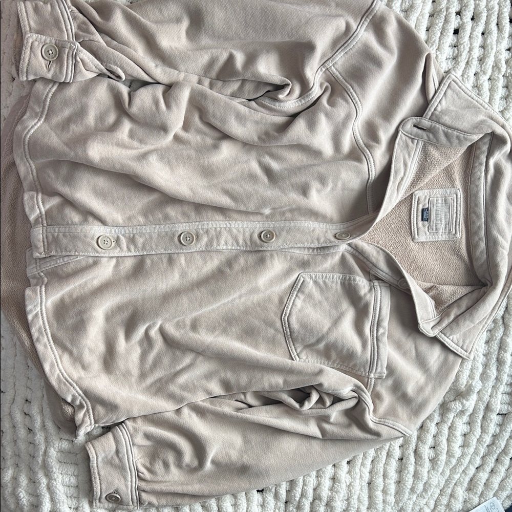 American Eagle Outfitters Beige Button Down Shirt